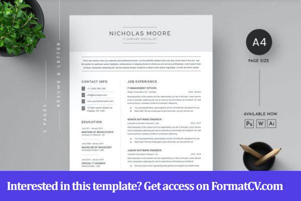 CV Resume & Cover Letter MS Word Template